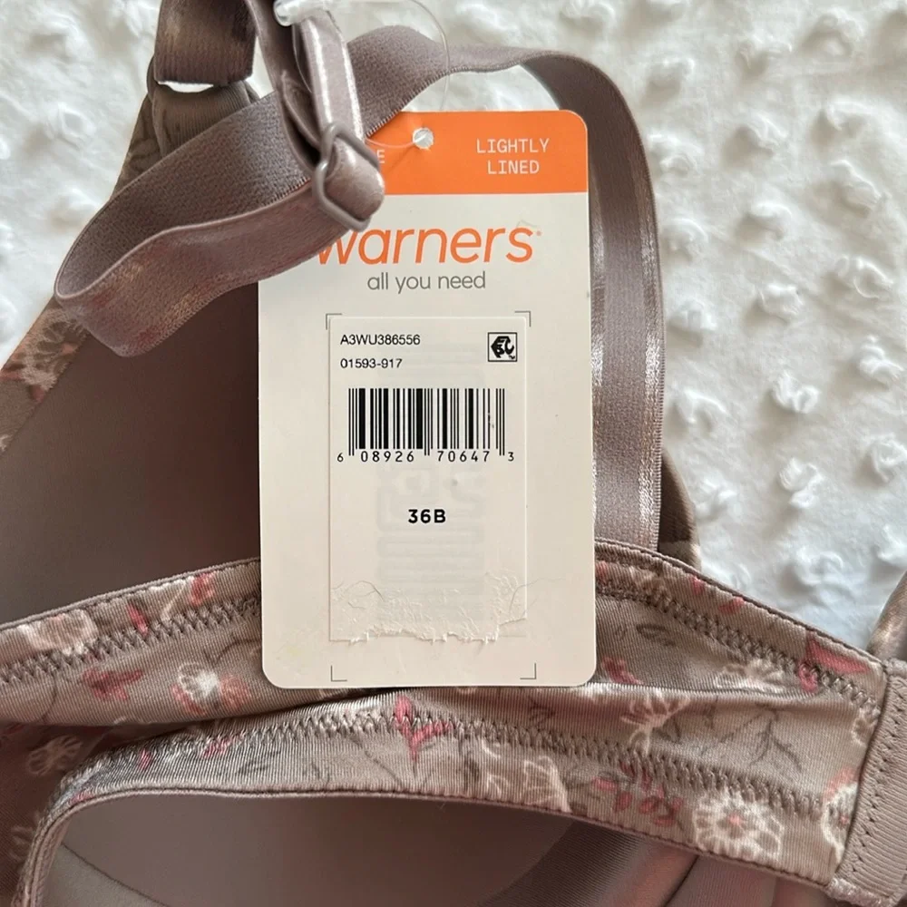 Warners Floral Brown/Taupe Bra Size 36B - Picture 4 of 5
